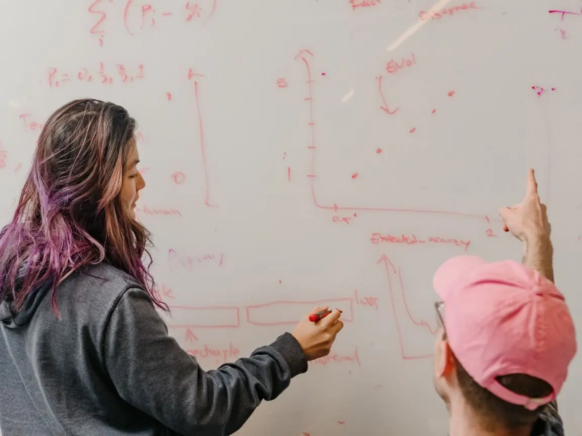 Team members at whiteboard