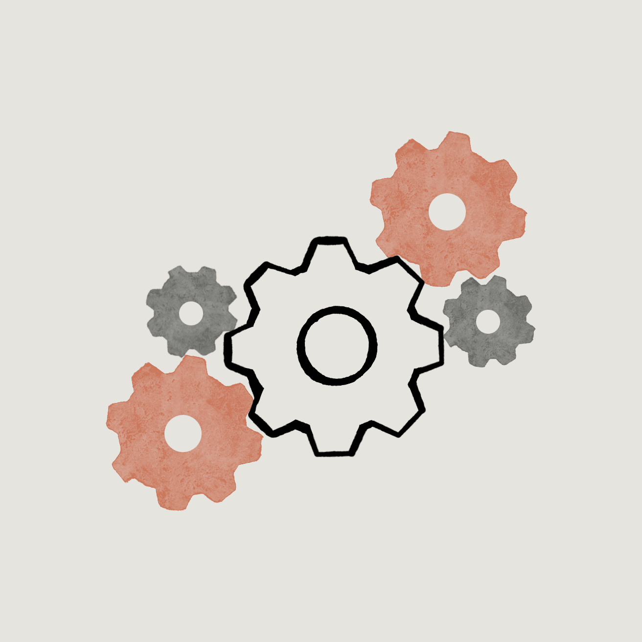 A stylized image of cogs, to represent tool use